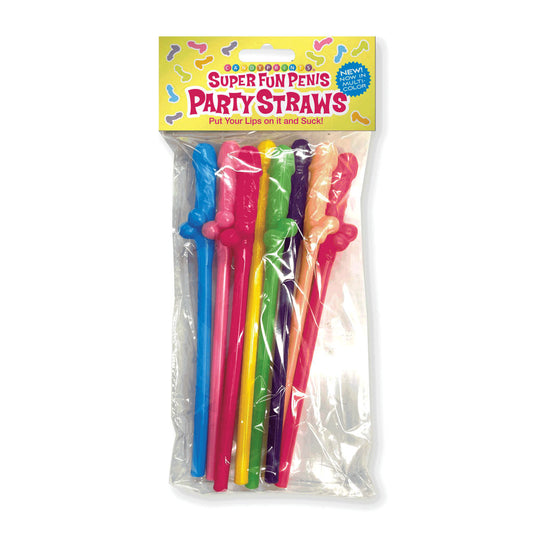 Super Fun Penis Party Straws - Coloured - Multi Coloured Dicky Straws - 8 Pack