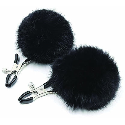 Sexy AF - Clamp Couture Black Puff Balls - Black Puff Balls Nipple Clamps