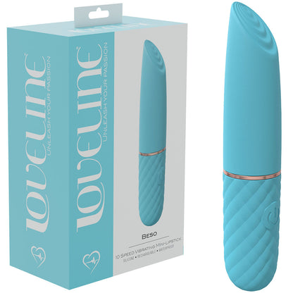 LOVELINE Beso - Blue - Blue 10.6 cm USB Rechargeable Mini Lipstick Vibrator