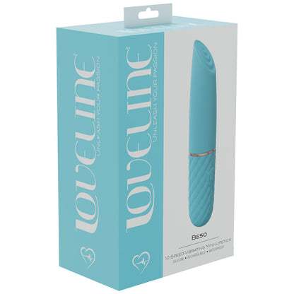 LOVELINE Beso - Blue - Blue 10.6 cm USB Rechargeable Mini Lipstick Vibrator