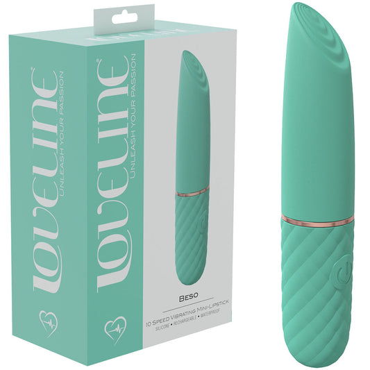 LOVELINE Beso - Green - Green 10.6 cm USB Rechargeable Mini Lipstick Vibrator