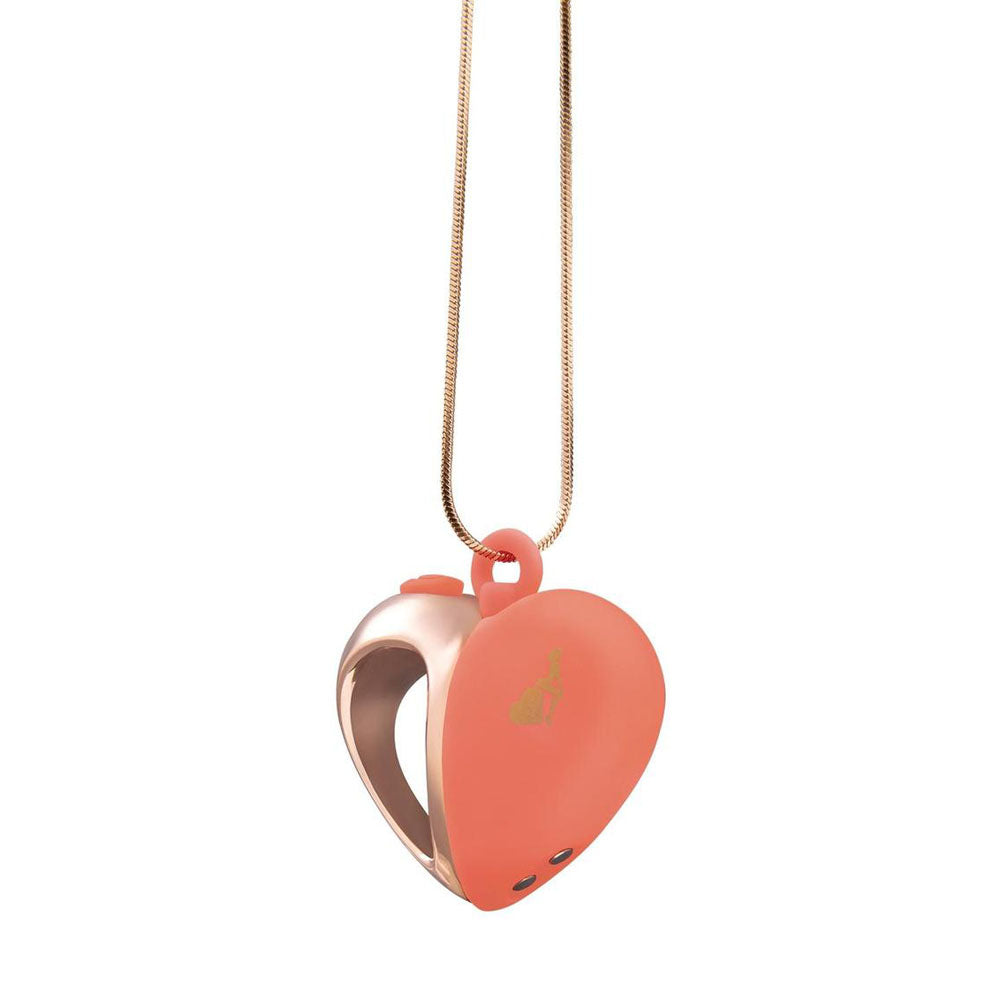 LAPDANCE Heart Pendant Wearable Necklace Vibrator - Pink/Rose Gold USB Rechargeable Necklace Vi