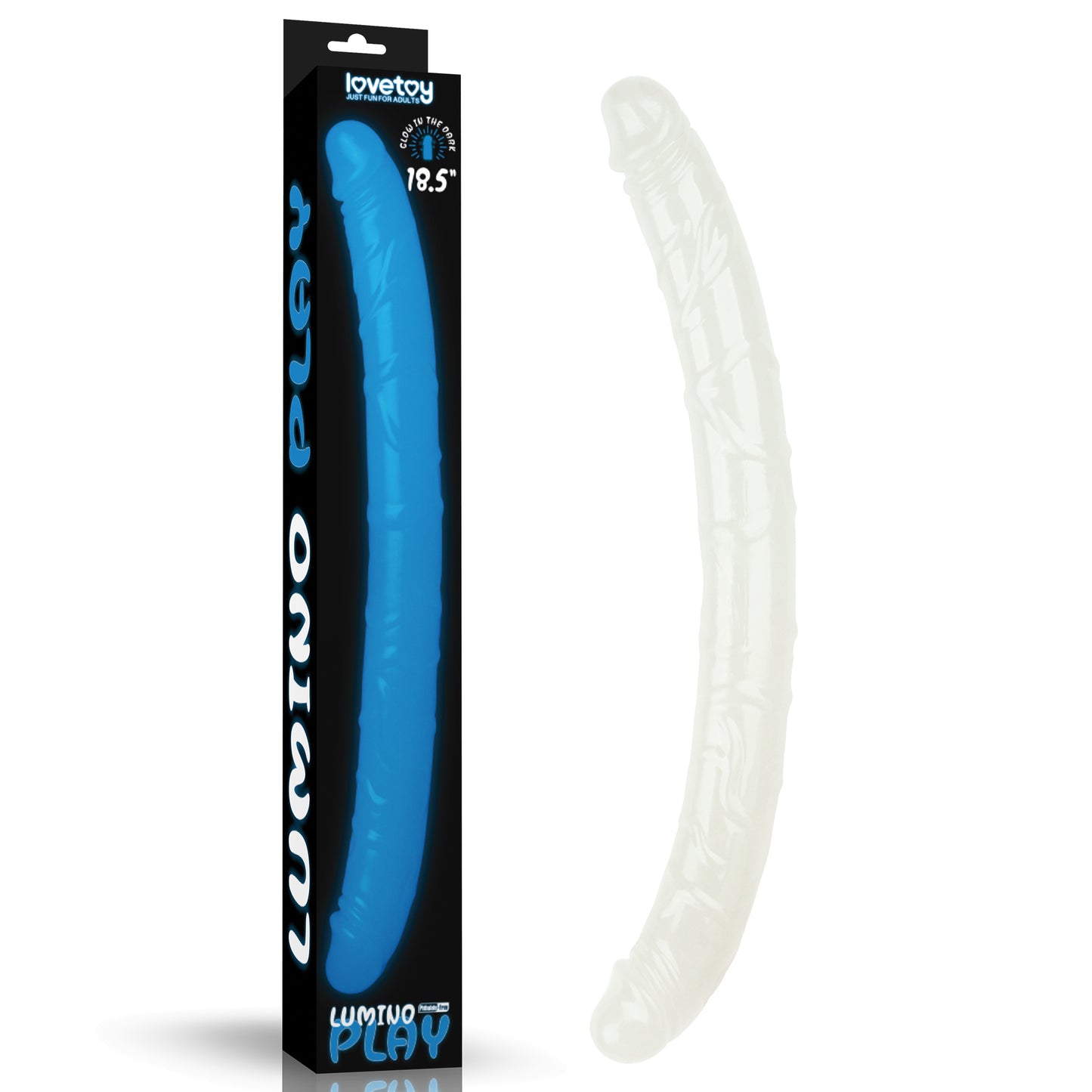 Lumino Play 18.5'' Double Dildo - Glow in the Dark Blue 47 cm Double Dong