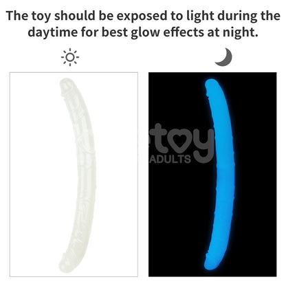 Lumino Play 18.5'' Double Dildo - Glow in the Dark Blue 47 cm Double Dong