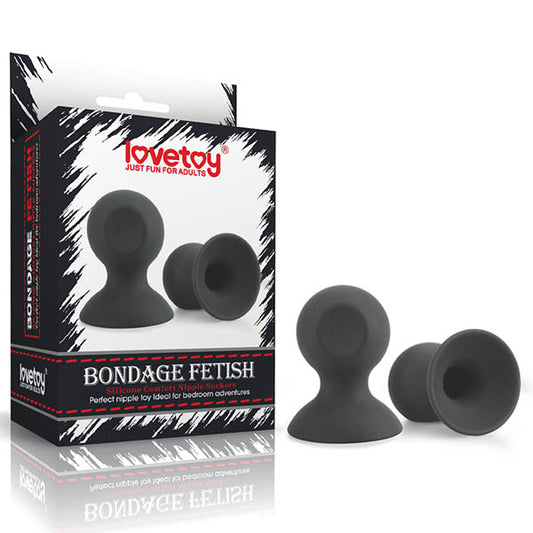 Bondage Fetish Silicone Comfort Nipple Suckers - Black - Set of 2