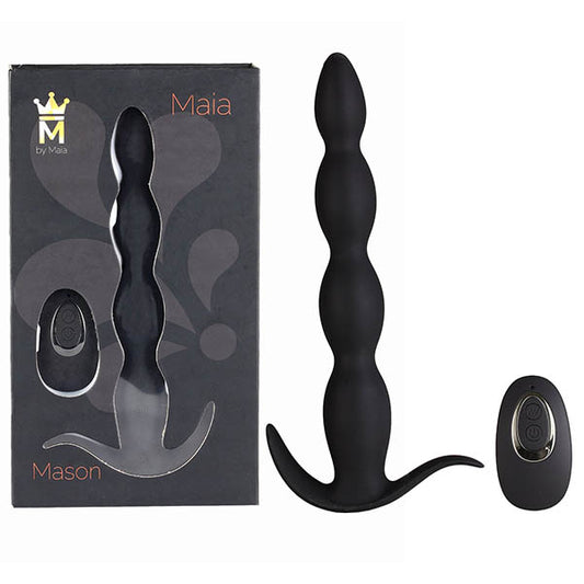 Maia Mason - Black 23.6 cm USB Rechargeable Anal Beads with Wireless Remote