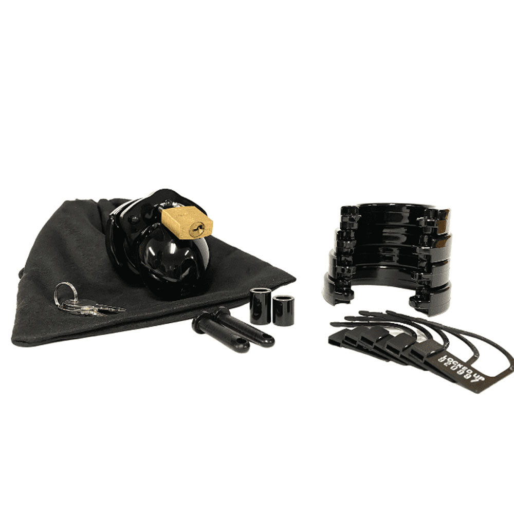 Mini-Me Black Chastity Cock Cage Kit - Black - Black 1.25 Inch Cock Cage Kit