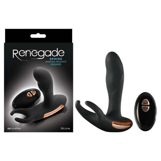 Renegade - Sphinx - Black 13 cm (5.1'') USB Rechargeable Warming Prostate Massager with Wireless Remote