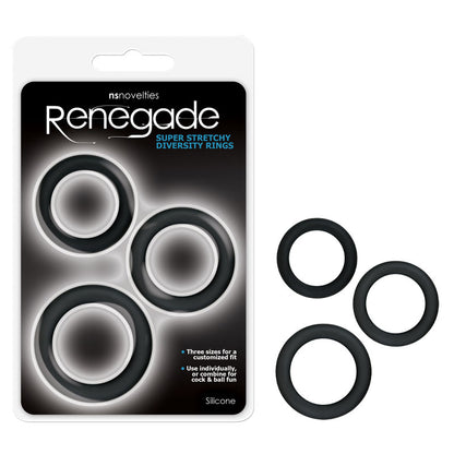 Renegade Diversity Rings - Black Cock Rings - Set of 3 Sizes