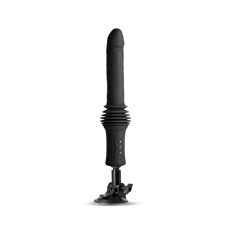 Renegade Super Stroker - Black - Black 36.8 cm USB Rechargeable Thrusting Vibrator with Remote Control & Stand