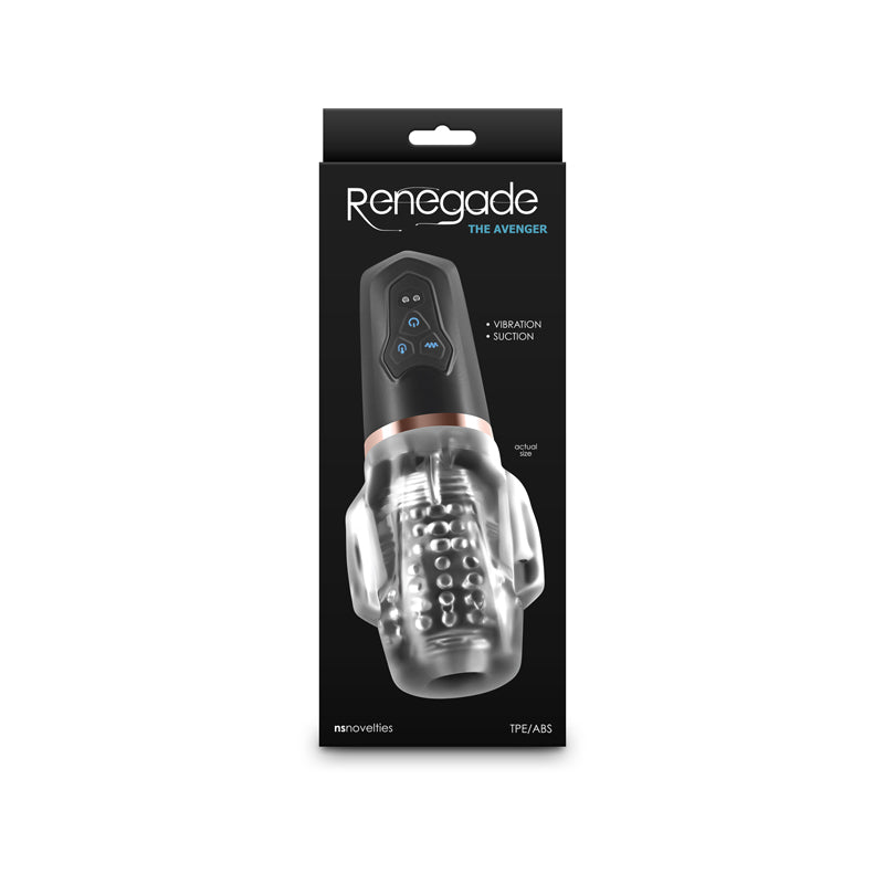 Renegade Avenger - Clear/Black USB Rechargeable Sucking Masturbator