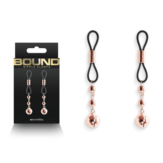 Bound Nipple Clamps - D1 - Rose Gold - Rose Gold/Black Nipple Clamps - Set of 2