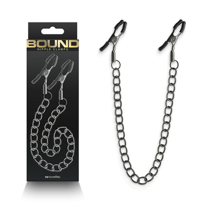 Bound Nipple Clamps - DC2 - Gunmetal - Gunmetal Nipple Clamps with Chain