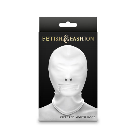 Fetish & Fashion - Zippered Mouth Hood - White - White Hood