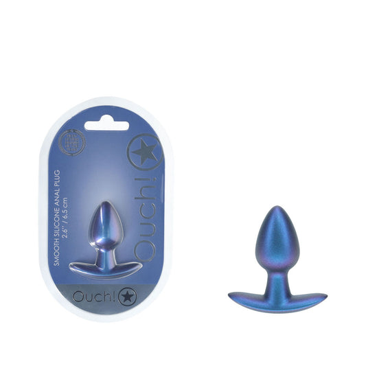 OUCH! Anal Plug - Small - Metallic Blue - Metallic Blue 6.5 cm Small Butt Plug