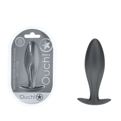 OUCH! Oval Anal Plug - Gun Metal - Gun Metal Grey 11.7 cm Butt Plug