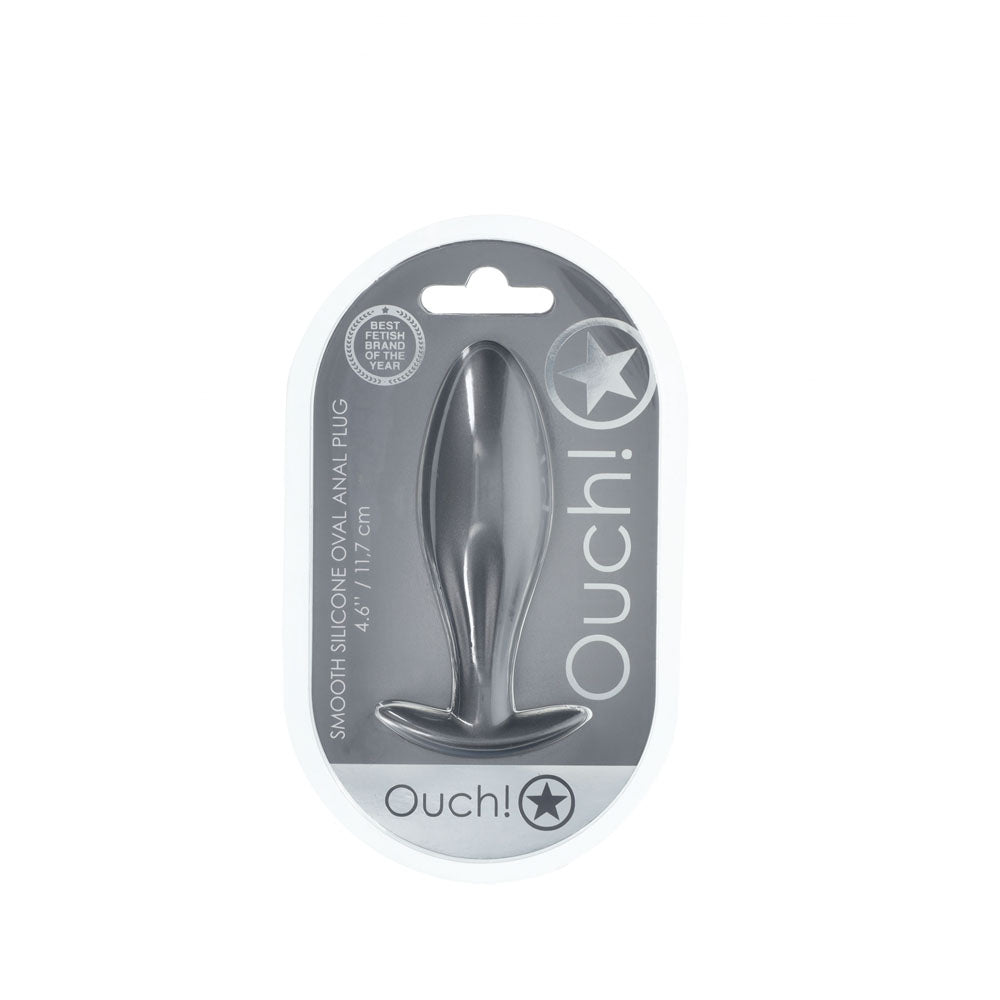 OUCH! Oval Anal Plug - Gun Metal - Gun Metal Grey 11.7 cm Butt Plug