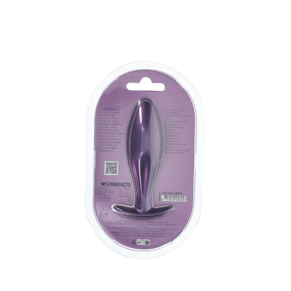 OUCH! Oval Anal Plug - Metallic Purple - Metallic Purple 11.7 cm Butt Plug