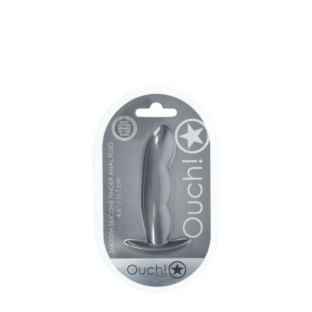 OUCH! Finger Anal Plug - Gun Metal - Gun Metal Grey 11.7 cm Butt Plug