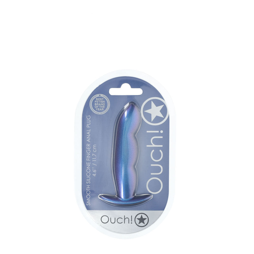 OUCH! Finger Anal Plug - Metallic Blue - Metallic Blue 11.7 cm Butt Plug