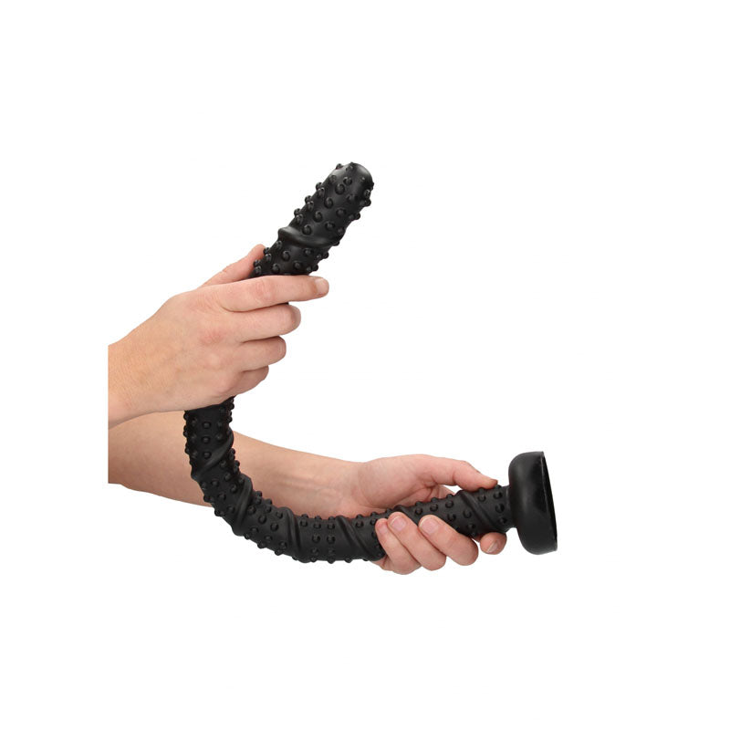 OUCH! Ass Textured Snake Dildo - 55 cm - Black 55 cm Anal Snake