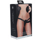 OUCH! Dual Vibrating Silicone Ridged Strap-On - Black - Black USB Rechargeable Dual Vibrating Strap-On