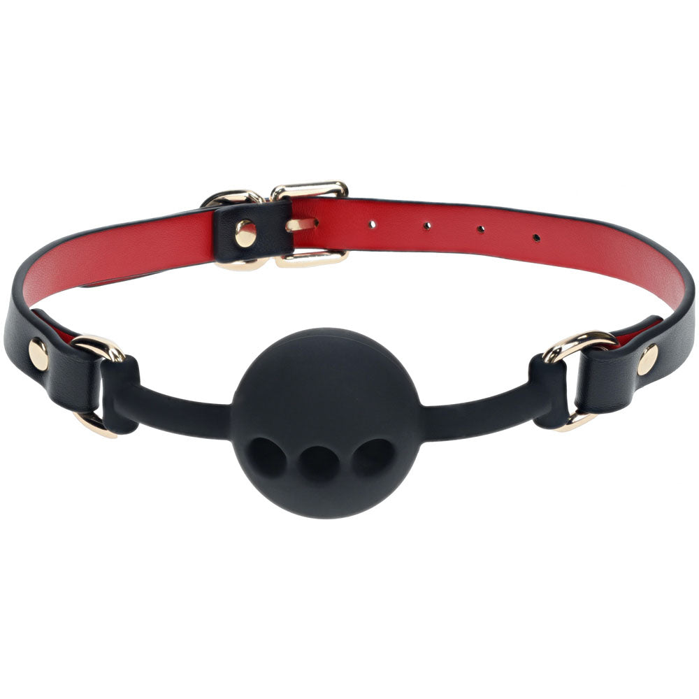 OUCH! Milan Collection - Silicone Ball Gag - Black/Red Breathable Mouth Restraint