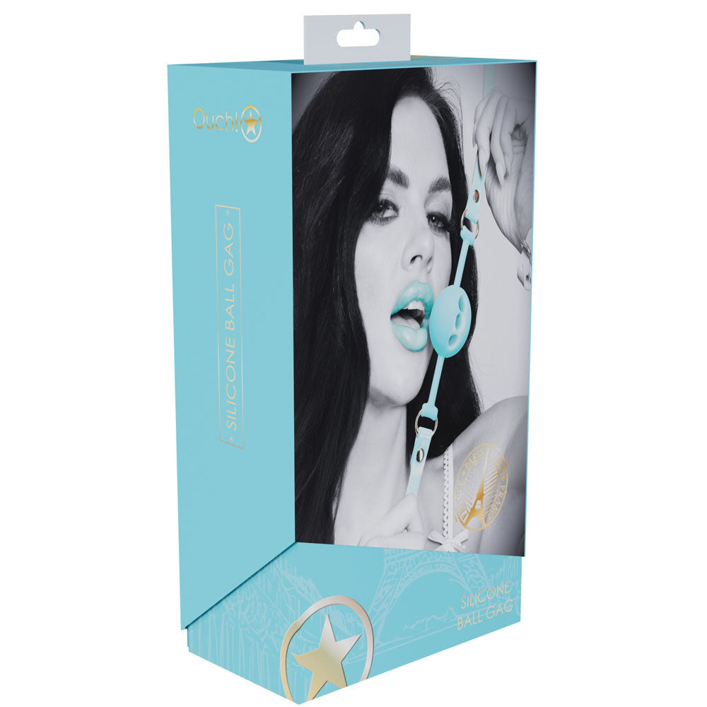 OUCH! Paris Collection - Silicone Ball Gag - Baby Blue Breatheable Mouth Restraint