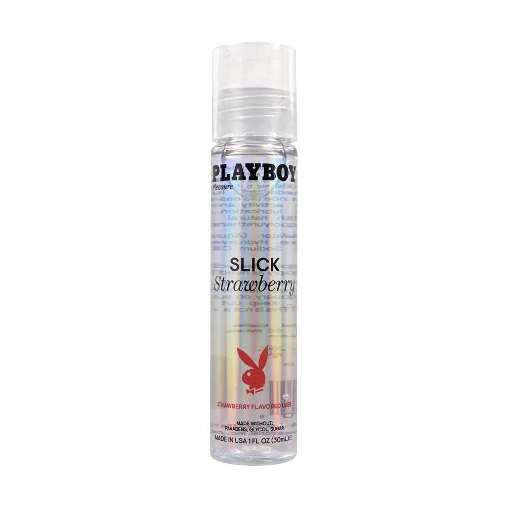 Playboy Pleasure SLICK STRAWBERRY - 30 ml - Strawberry Flavoured Water Based Lubricant - 30 ml Bottle