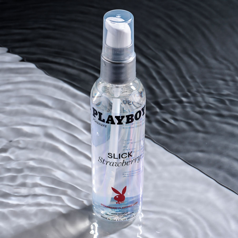 Playboy Pleasure SLICK STRAWBERRY - 120 ml - Strawberry Flavoured Water Based Lubricant - 120 ml Bottle