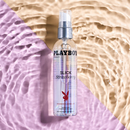 Playboy Pleasure SLICK STRAWBERRY - 120 ml - Strawberry Flavoured Water Based Lubricant - 120 ml Bottle