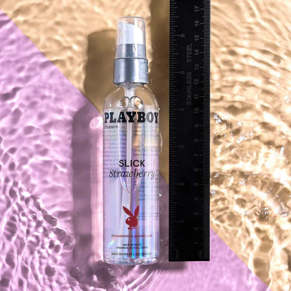 Playboy Pleasure SLICK STRAWBERRY - 120 ml - Strawberry Flavoured Water Based Lubricant - 120 ml Bottle