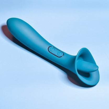 Playboy Pleasure TRUE INDULGENCE - Teal 21.3 cm USB Rechargeable Vibrator with Flicking Tip