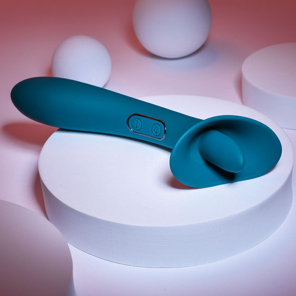 Playboy Pleasure TRUE INDULGENCE - Teal 21.3 cm USB Rechargeable Vibrator with Flicking Tip