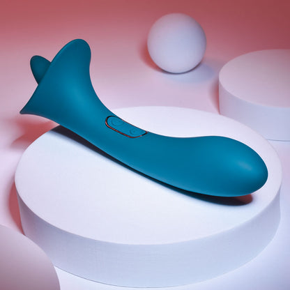 Playboy Pleasure TRUE INDULGENCE - Teal 21.3 cm USB Rechargeable Vibrator with Flicking Tip