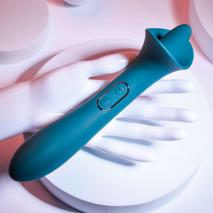 Playboy Pleasure TRUE INDULGENCE - Teal 21.3 cm USB Rechargeable Vibrator with Flicking Tip