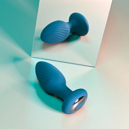 Playboy Pleasure SPINNING TAIL TEASER - Blue 9.7 cm USB Rechargeable Vibrating & Rotating Butt Plug with Wireless Remote