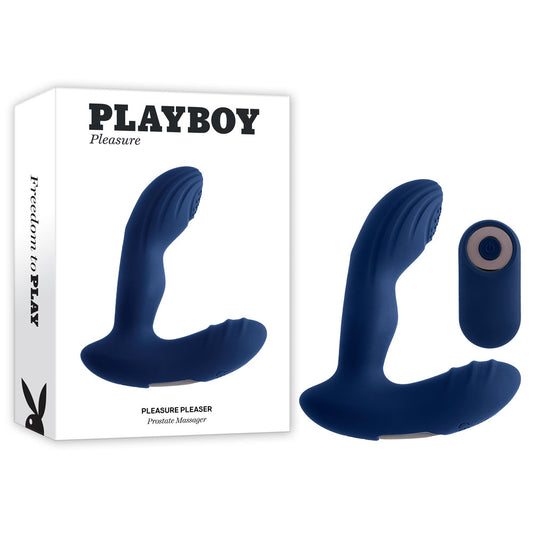 Playboy Pleasure PLEASURE PLEASER - Blue USB Rechargeable Vibrating Prostate Massager with Wireless Remote