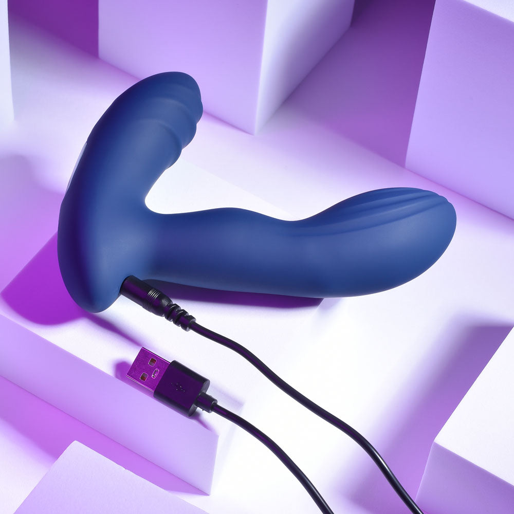 Playboy Pleasure PLEASURE PLEASER - Blue USB Rechargeable Vibrating Prostate Massager with Wireless Remote