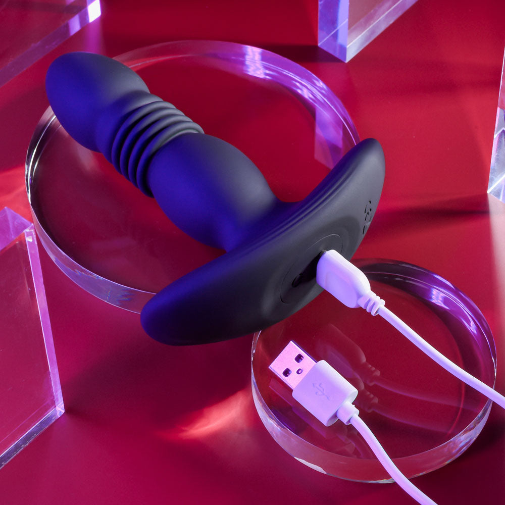 Playboy Pleasure TRUST THE THRUST - Black 13.7 cm USB Rechargeable Thrusting Butt Plug with Wireless Remote