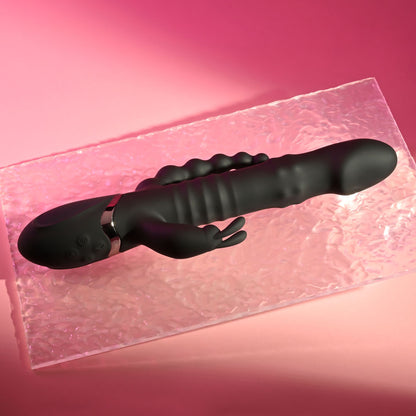 Playboy Pleasure BIG BUNNY ENERGY - Black 26.2 cm USB Rechargeable Rabbit Vibrator with Anal Beads