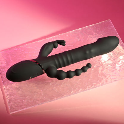 Playboy Pleasure BIG BUNNY ENERGY - Black 26.2 cm USB Rechargeable Rabbit Vibrator with Anal Beads