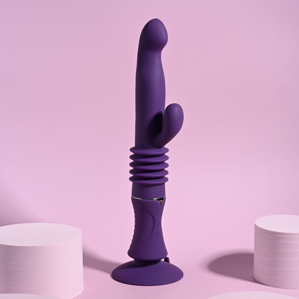 Playboy Pleasure HOPPY ENDING - Purple 29.2 cm USB Rechargeable Thrusting Rabbit Vibrator