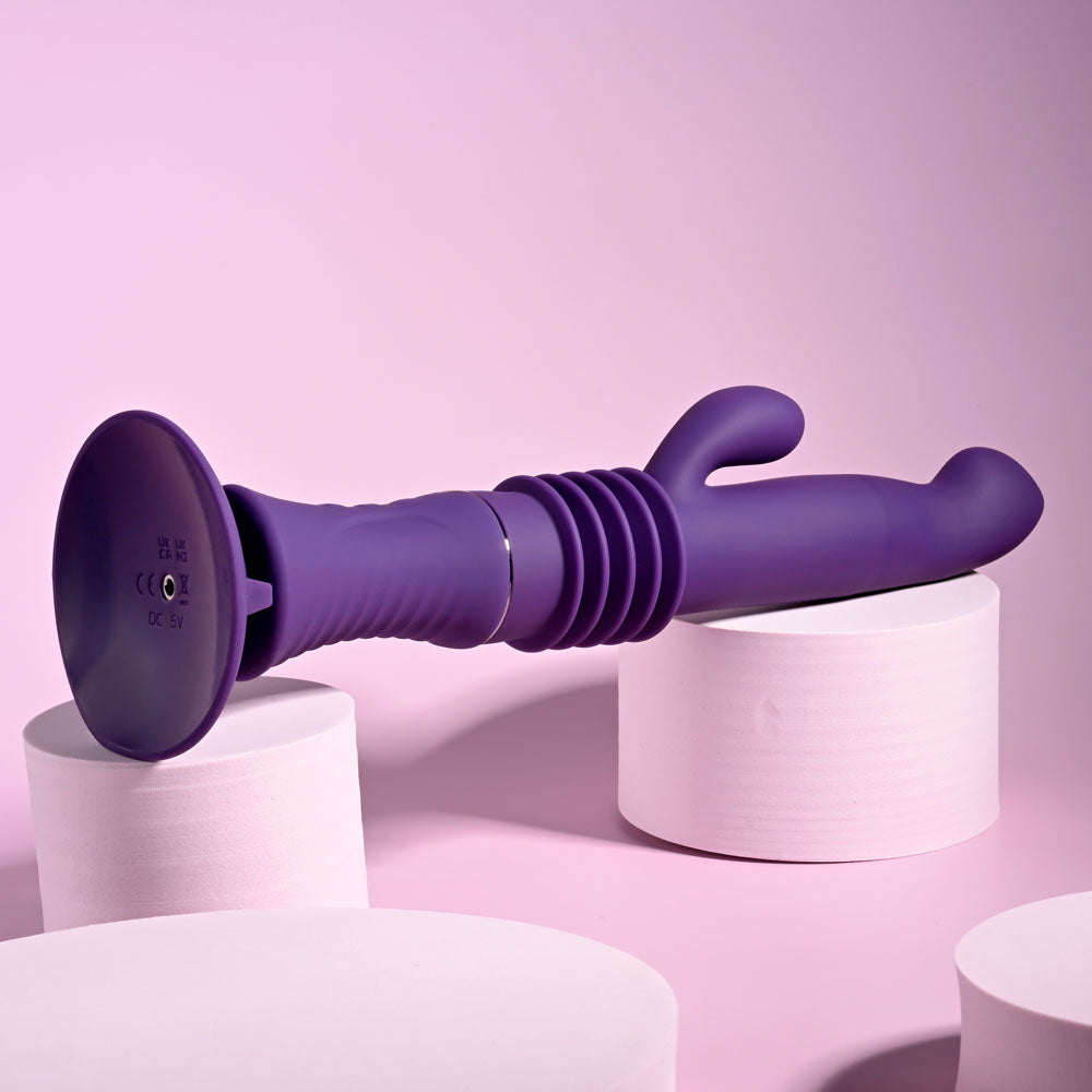 Playboy Pleasure HOPPY ENDING - Purple 29.2 cm USB Rechargeable Thrusting Rabbit Vibrator