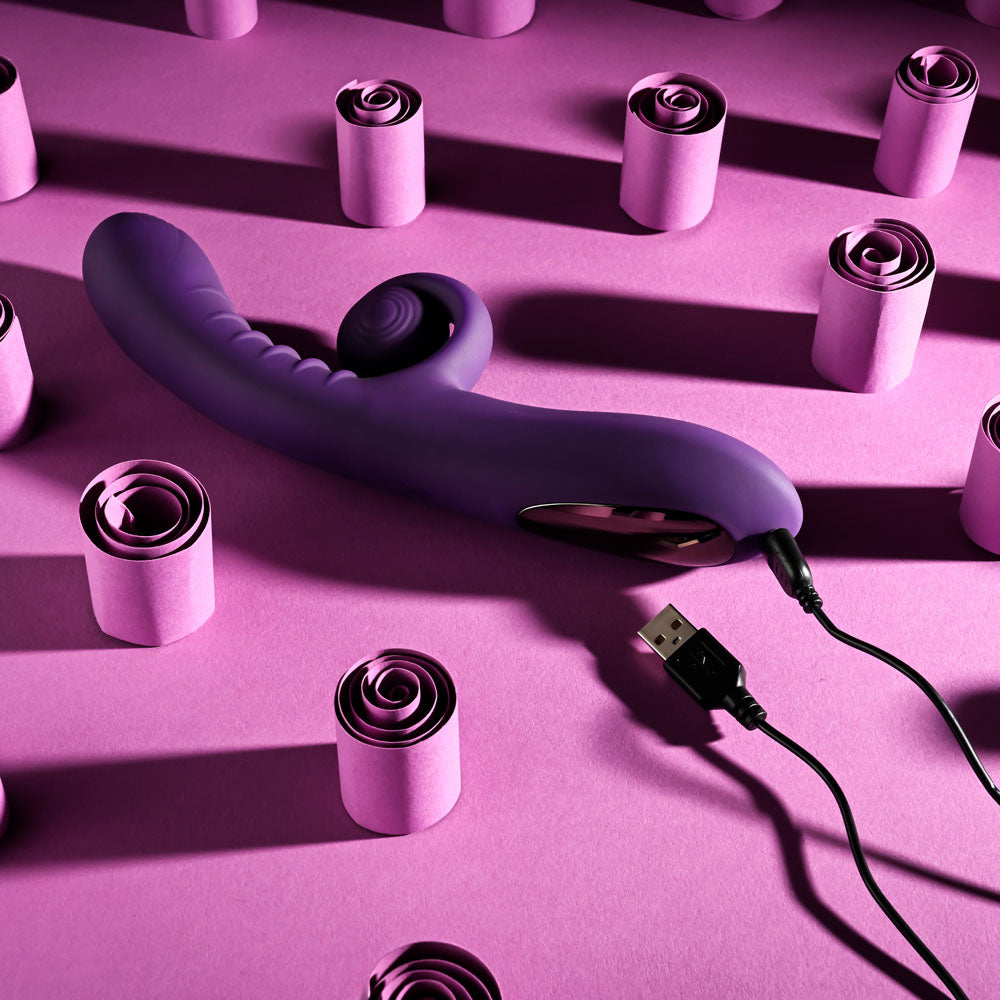 Playboy CURLICUE - Purple 23.5 cm USB Rechargeable Rabbit Vibrator