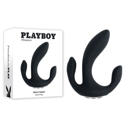 Playboy Pleasure TRIPLE THREAT - Black USB Rechargeable Triple Probe Vibrator