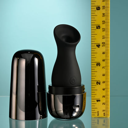 Playboy Pleasure THE JET SET - SUCKER - Black 10.3 cm Sucking Stimulator with Rechargeable Charging Case