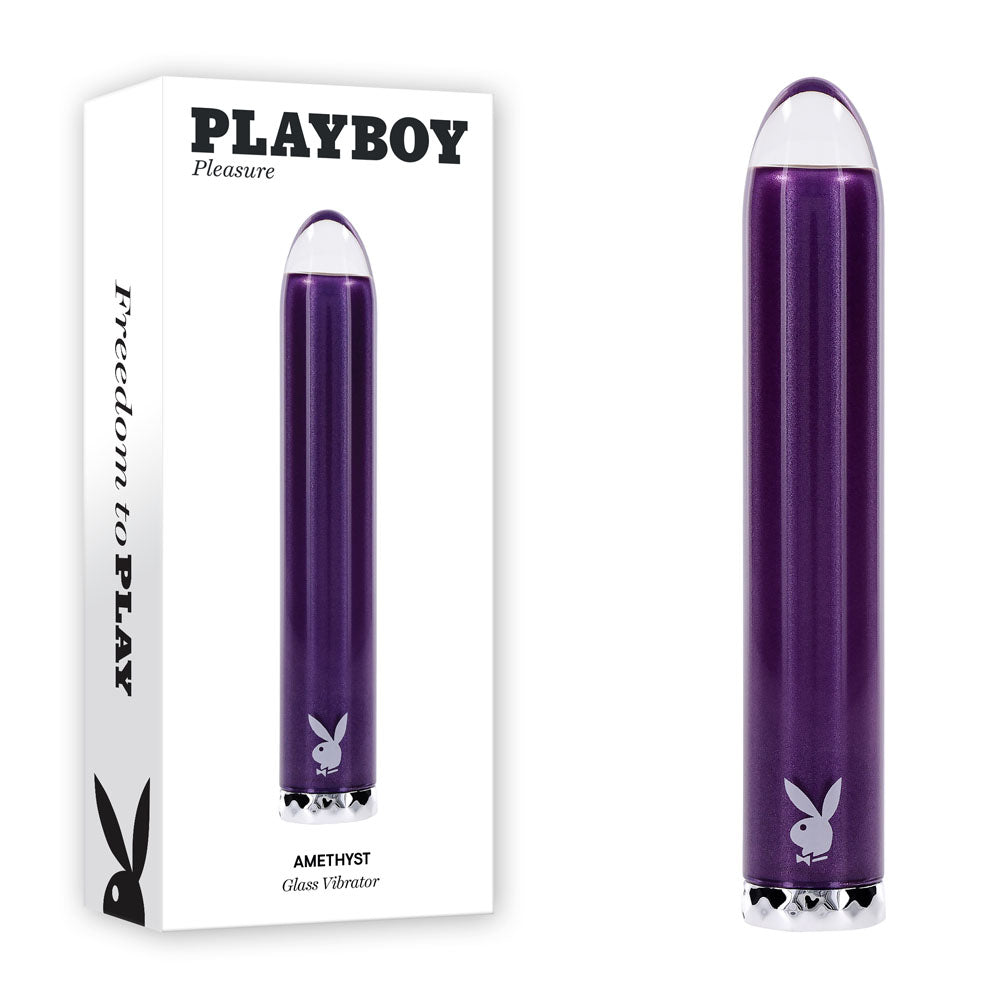 Playboy Pleasure AMETHYST - Purple 12.4 cm USB Rechargeable Glass Tipped Mini Vibrator