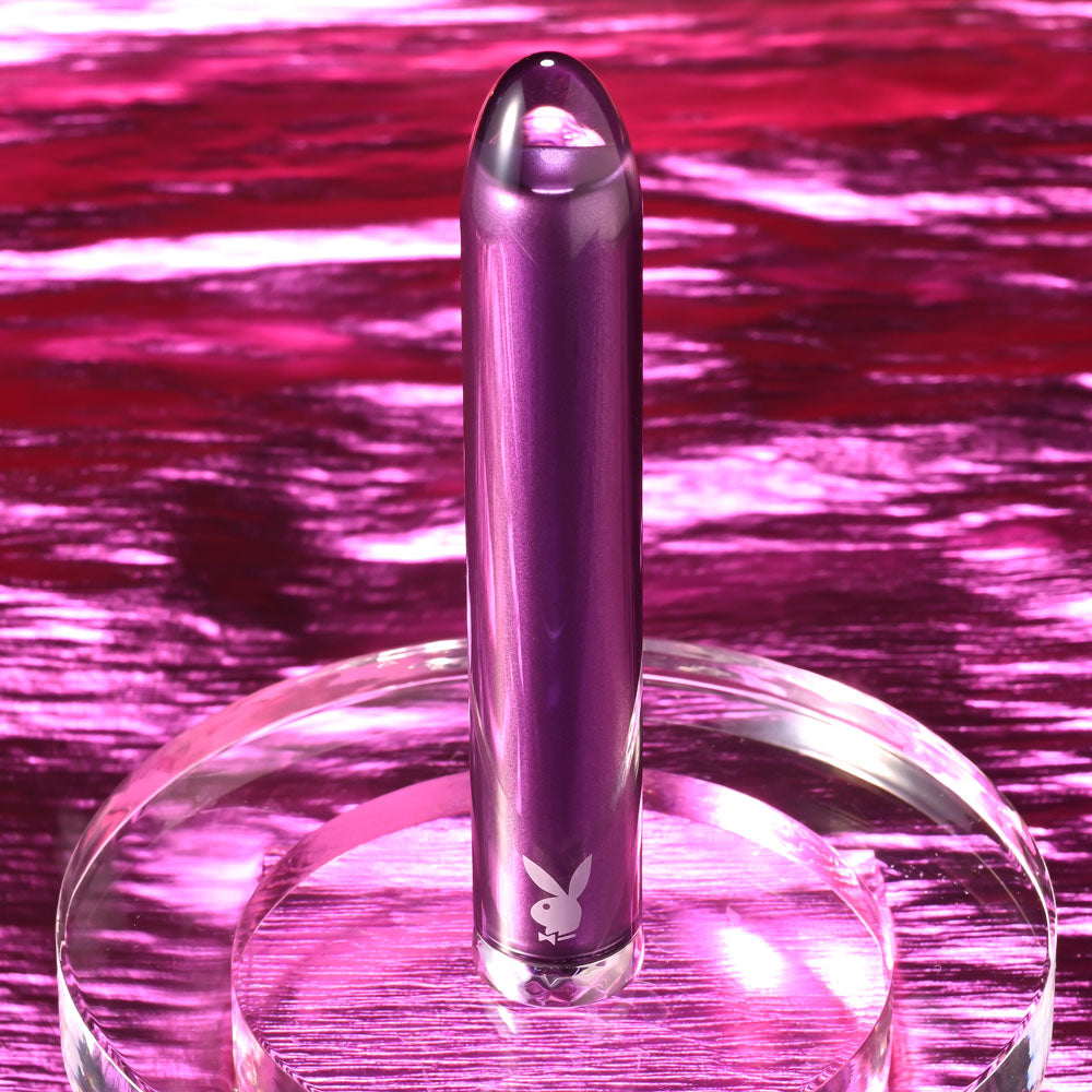 Playboy Pleasure AMETHYST - Purple 12.4 cm USB Rechargeable Glass Tipped Mini Vibrator