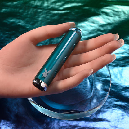 Playboy Pleasure EMERALD - Blue 9.1 cm USB Rechargeable Glass Tipped Bullet